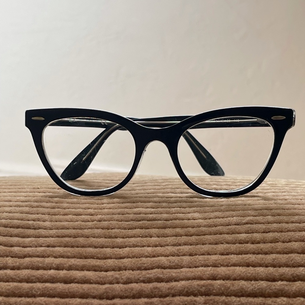 Black Ray-Ban cat eye glasses